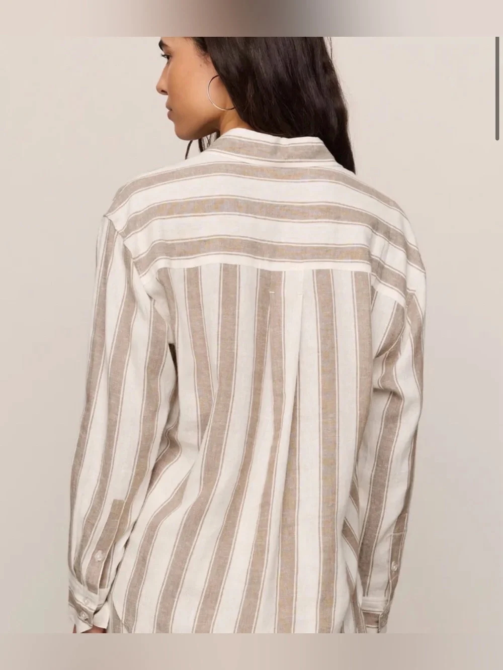 Z Supply Beige and White Striped Button-Down Shirt